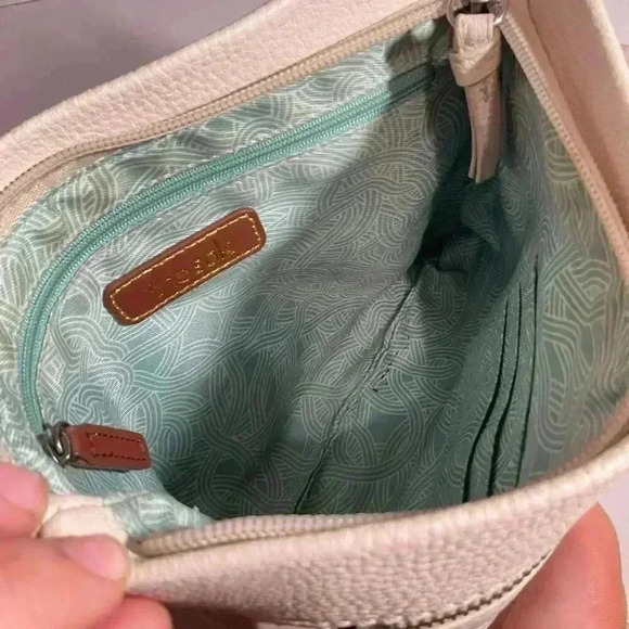 The Sak Sanibel Cream Leather Embossed Crossbody purse - Picture 7 of 10